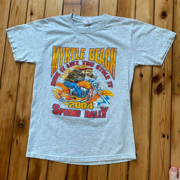 Vintage Y2K 2000s 2004 Myrtle Beach Bike Week Rally Flame Shirt Size Small - Picture 4 of 4